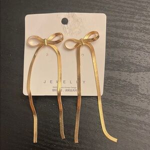 Fashion Jewelry Gold Bow Earrings